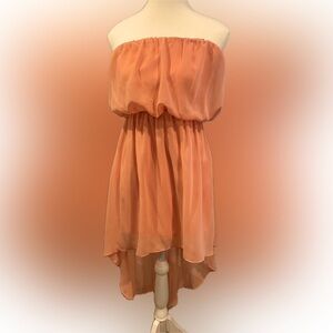 Windsor Peach High Low Flowy Halter Dress